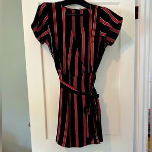Black and red striped H&M wrap dress